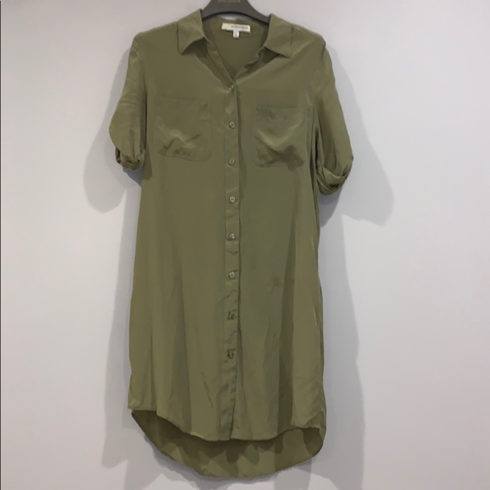 Lavender Brown Button Down Silk Dress